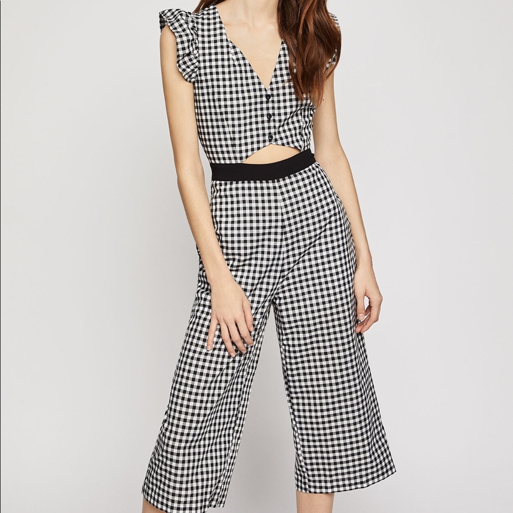 NWT BCBGeneration Ginham Cropped Culotte Jumpsuit